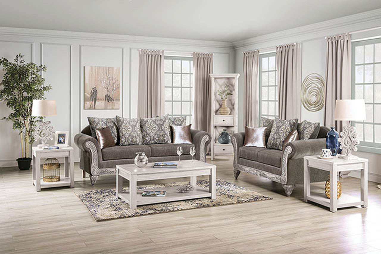 Velletri Warm Gray/Weathered White Sofa - Ornate Home