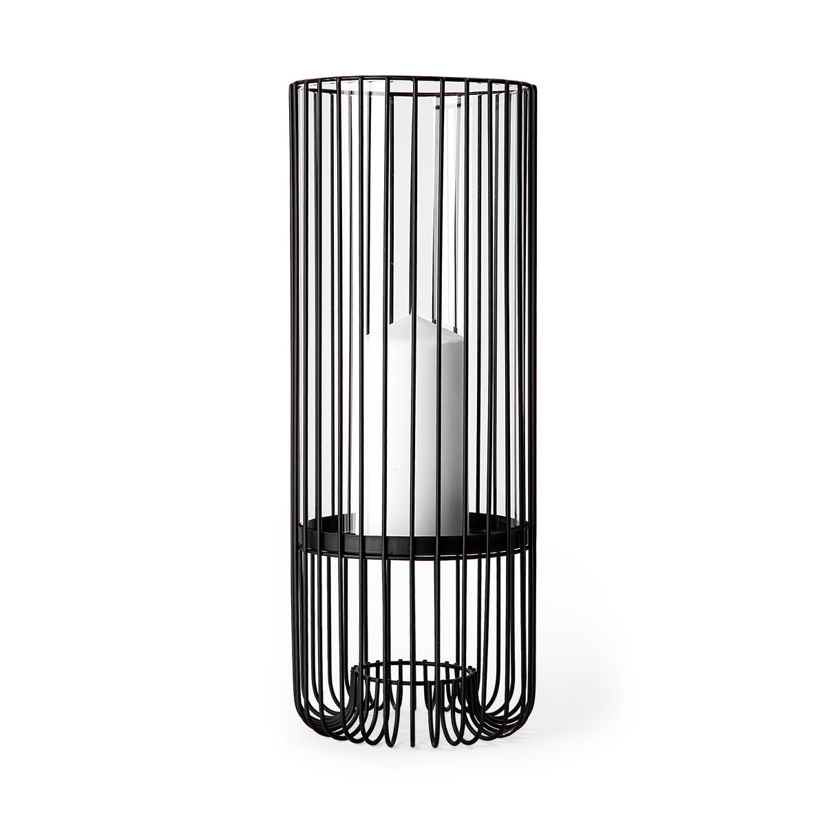 Velo Black Large Metal Cylindrical Table Candle Holder - Ornate Home