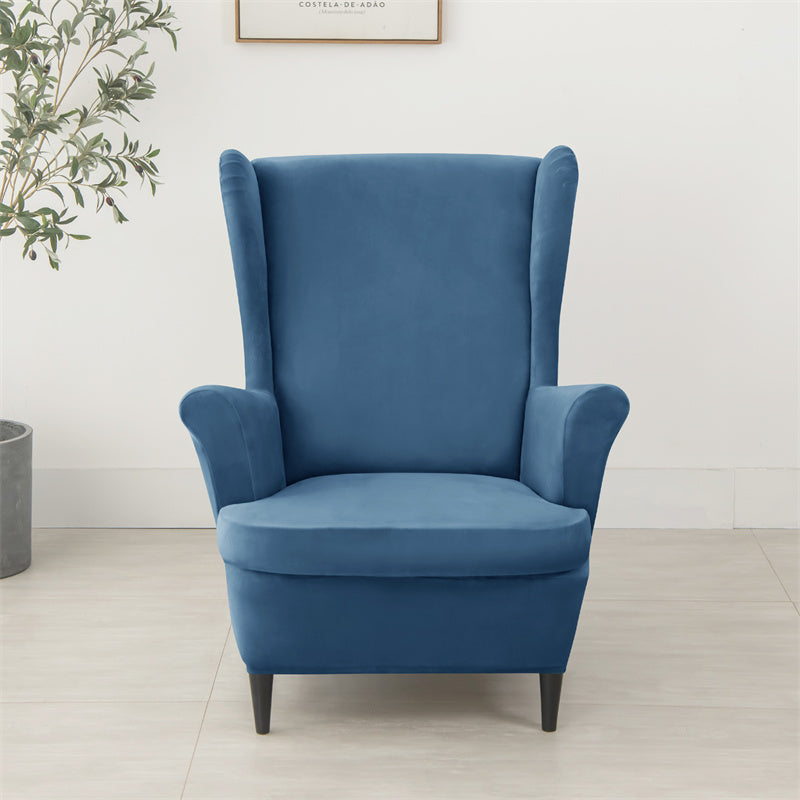 Velvet Wing Chair Cover Stretch Spandex Wingback Chair Cover Elastic Armchair Cover Sofa Covers with Seat Cushion Cover - Ornate Home