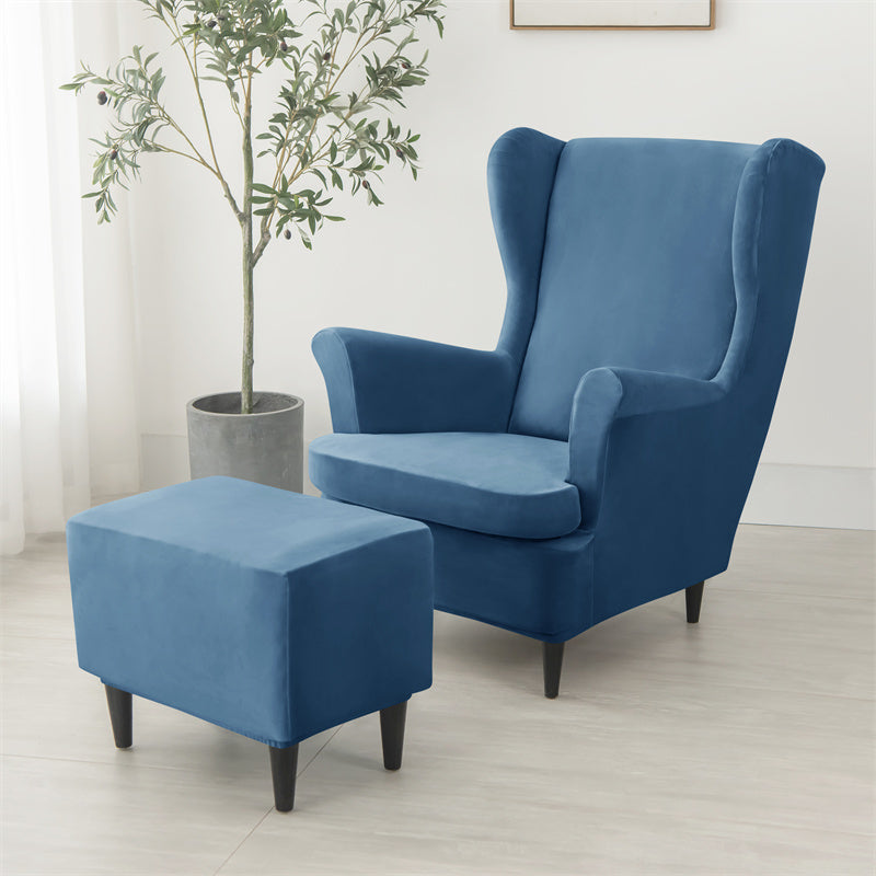 Velvet Wing Chair Cover Stretch Spandex Wingback Chair Cover Elastic Armchair Cover Sofa Covers with Seat Cushion Cover - Ornate Home