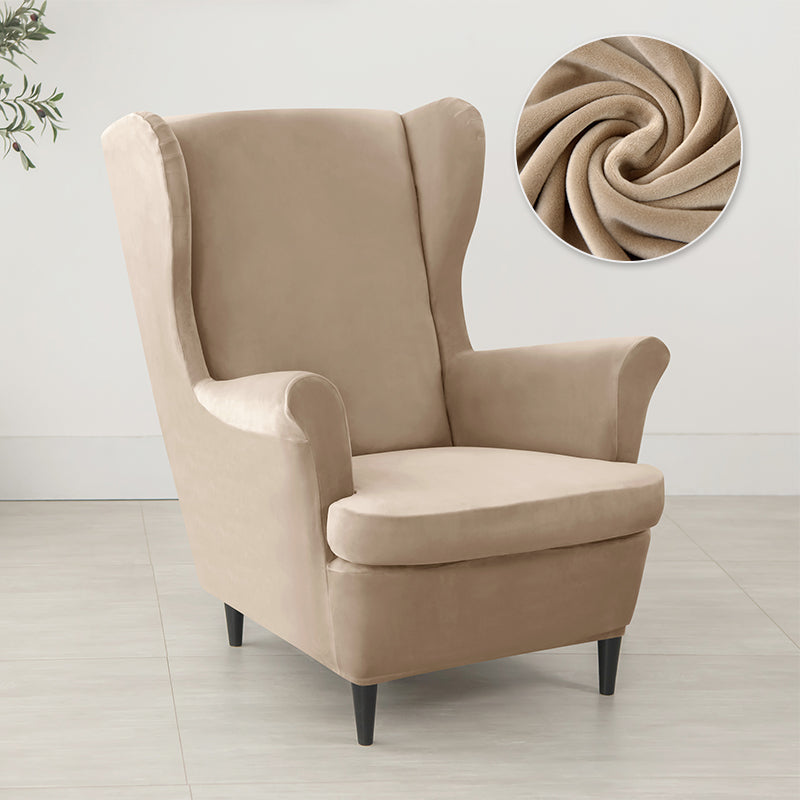 Velvet Wing Chair Cover Stretch Spandex Wingback Chair Cover Elastic Armchair Cover Sofa Covers with Seat Cushion Cover - Ornate Home