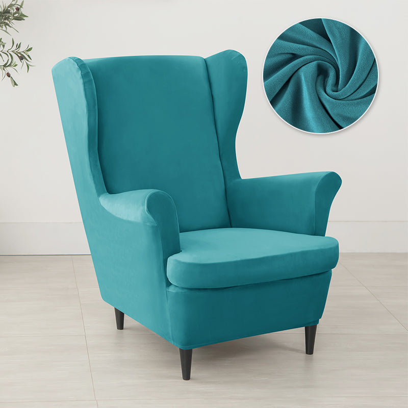 Velvet Wing Chair Cover Stretch Spandex Wingback Chair Cover Elastic Armchair Cover Sofa Covers with Seat Cushion Cover - Ornate Home