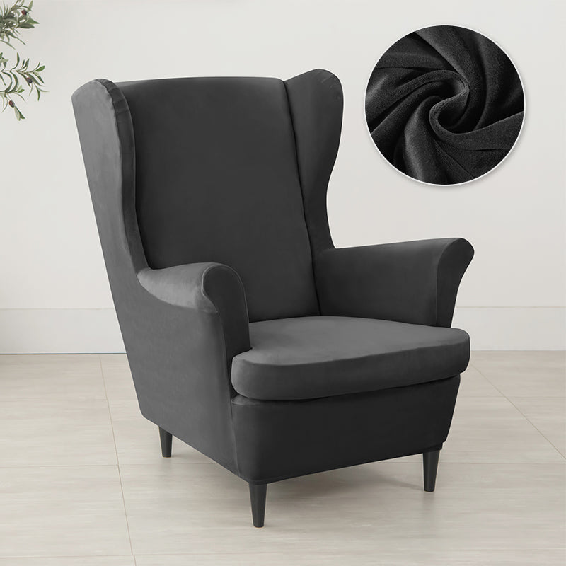 Velvet Wing Chair Cover Stretch Spandex Wingback Chair Cover Elastic Armchair Cover Sofa Covers with Seat Cushion Cover - Ornate Home