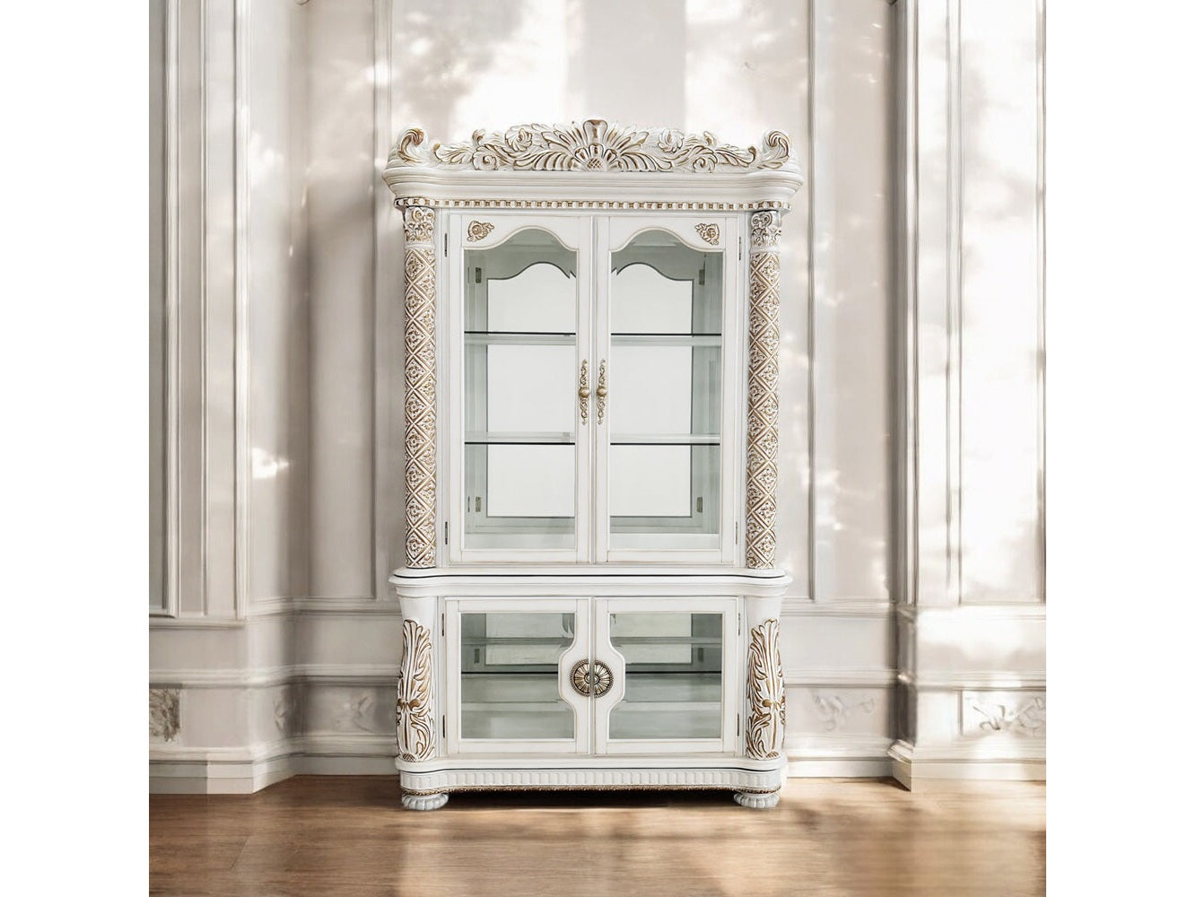 Vendome Antique Pearl Curio - Ornate Home