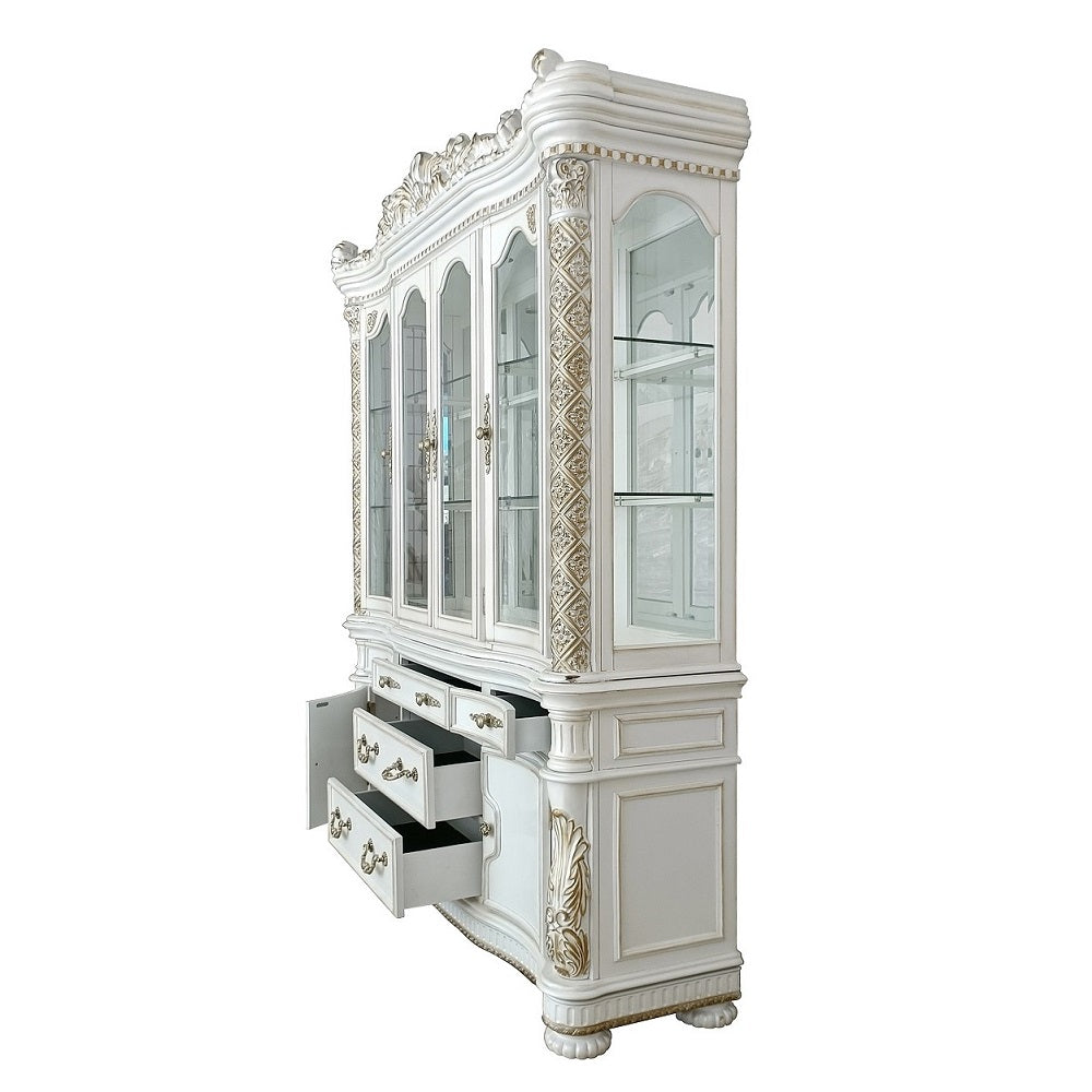 Vendome Antique Pearl Hutch & Buffet - Ornate Home