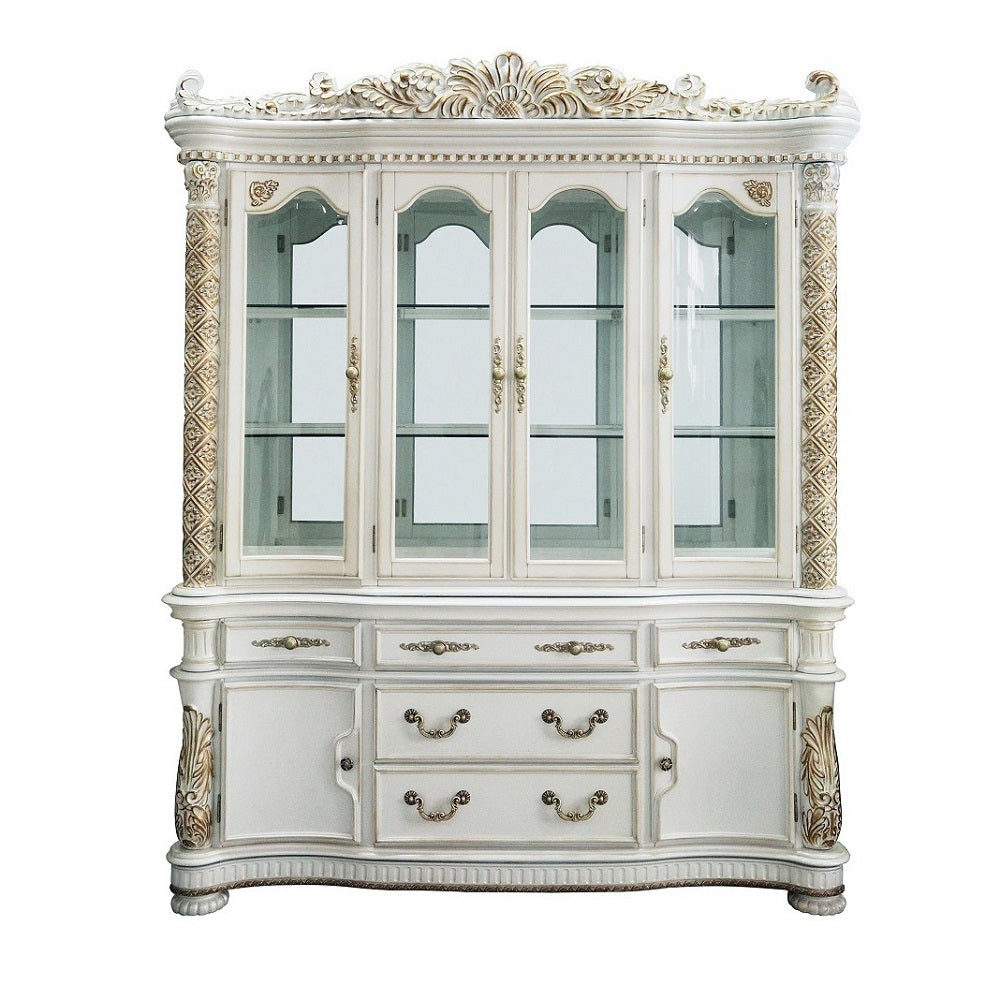 Vendome Antique Pearl Hutch & Buffet - Ornate Home