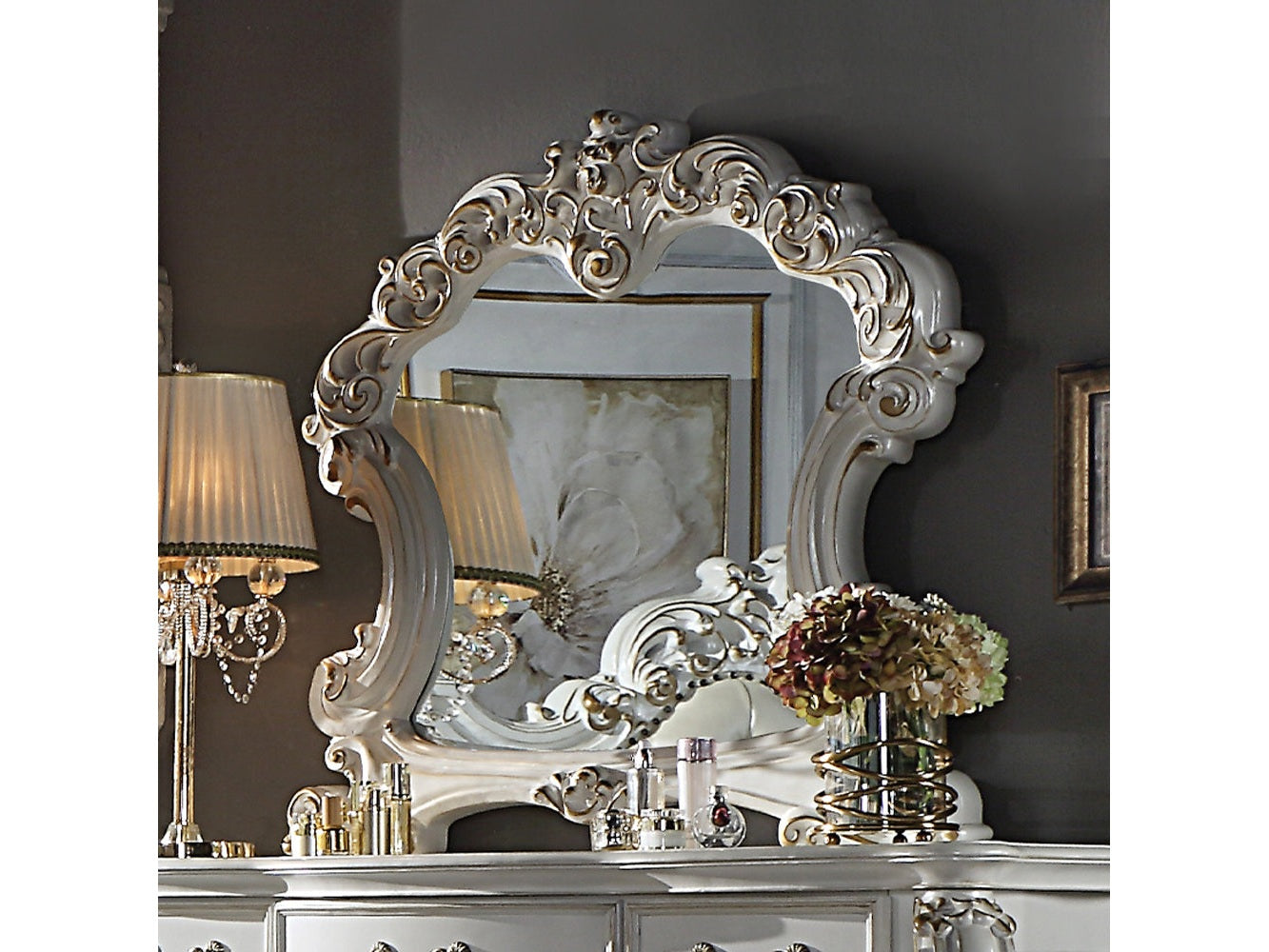 Vendome Antique Pearl Mirror - Ornate Home