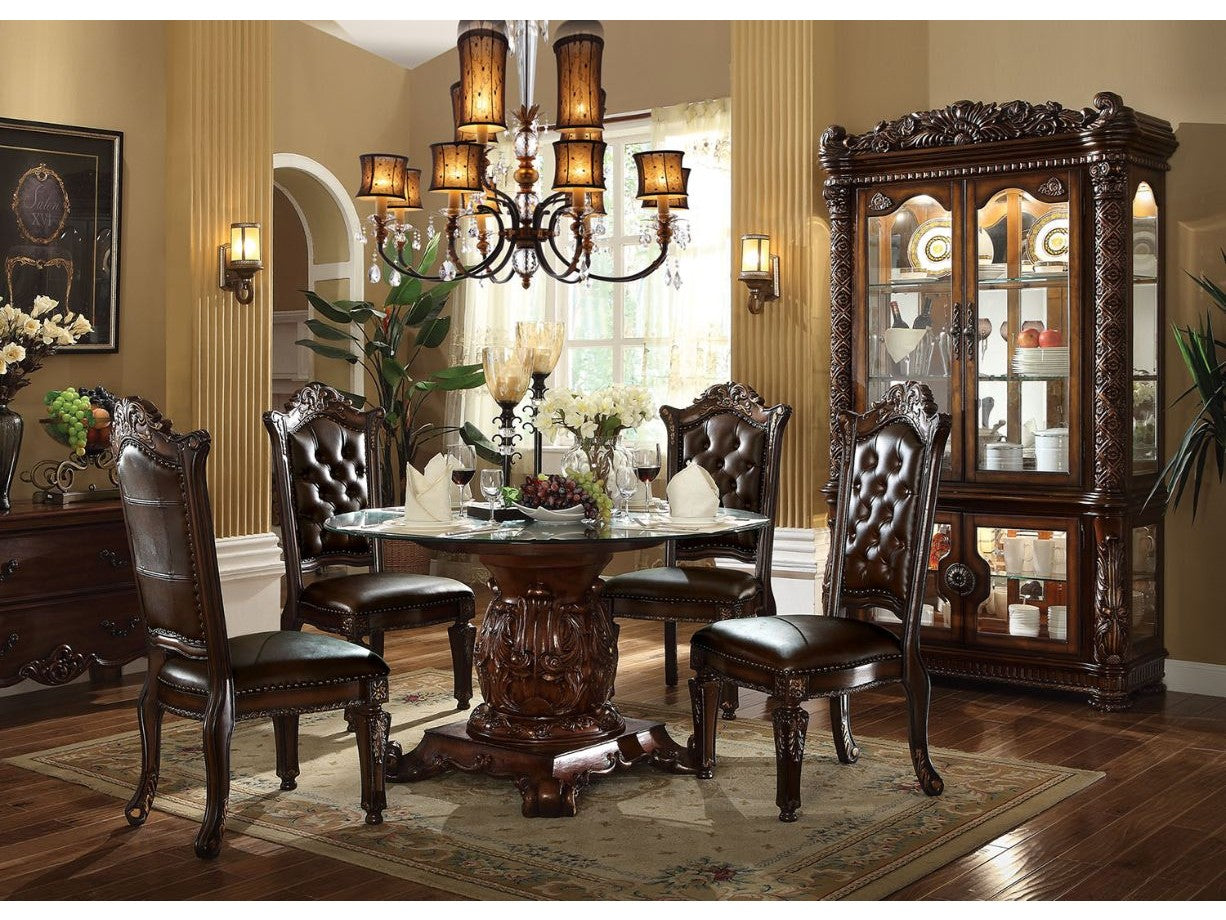Vendome Cherry Dining Table w 54" Glass Top - Ornate Home