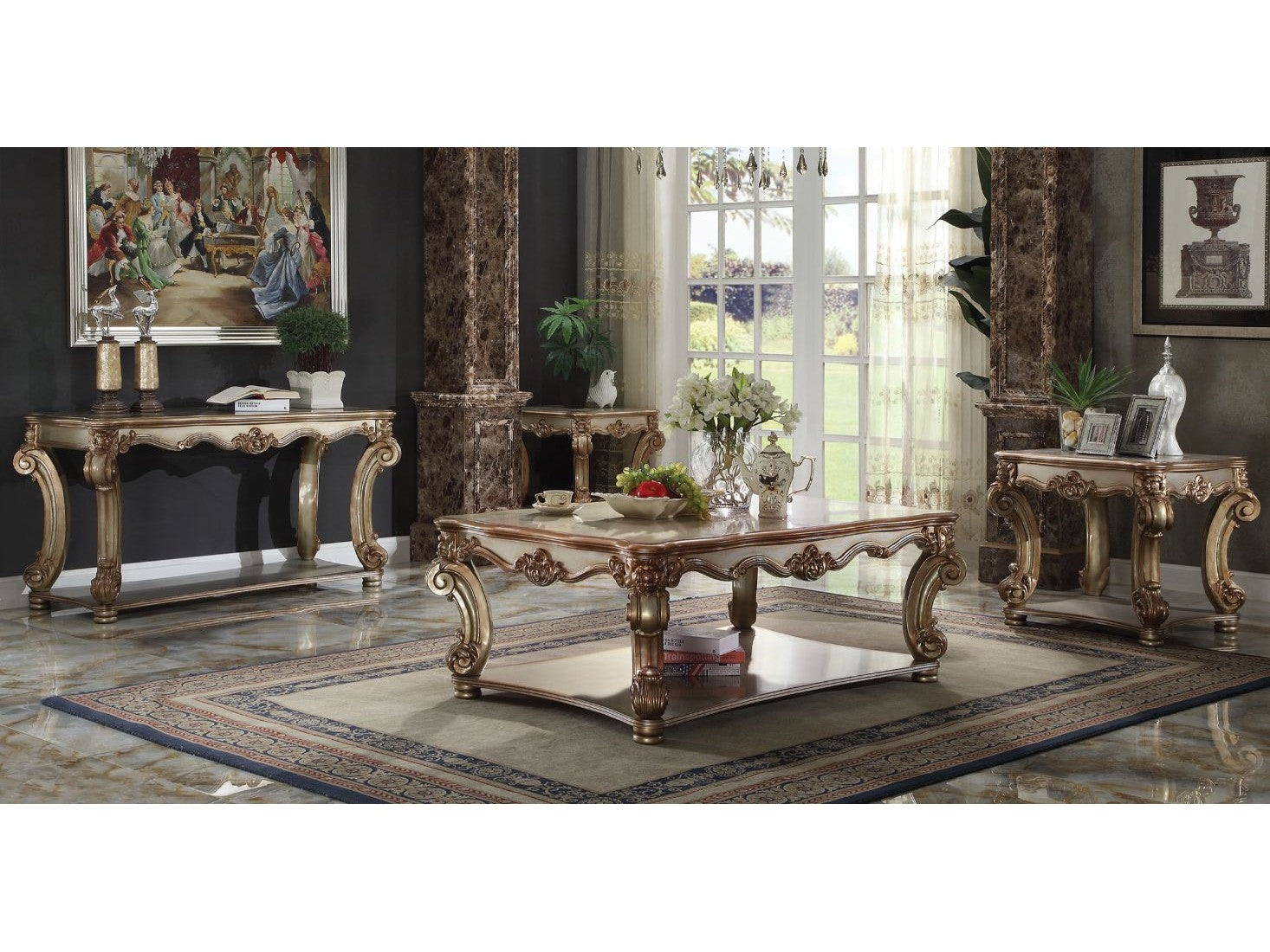 Vendome Coffee Table in Gold Patina - Ornate Home