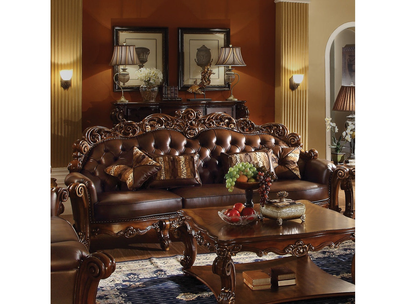 Vendome Oversized Sofa in Cherry - Ornate Home