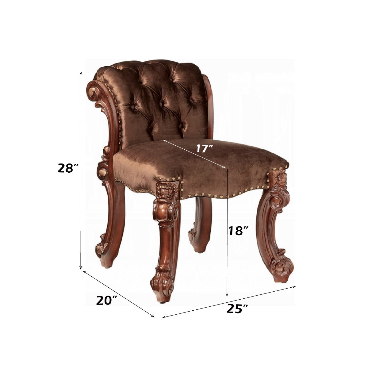 Vendome Vanity Stool in Cherry - Ornate Home