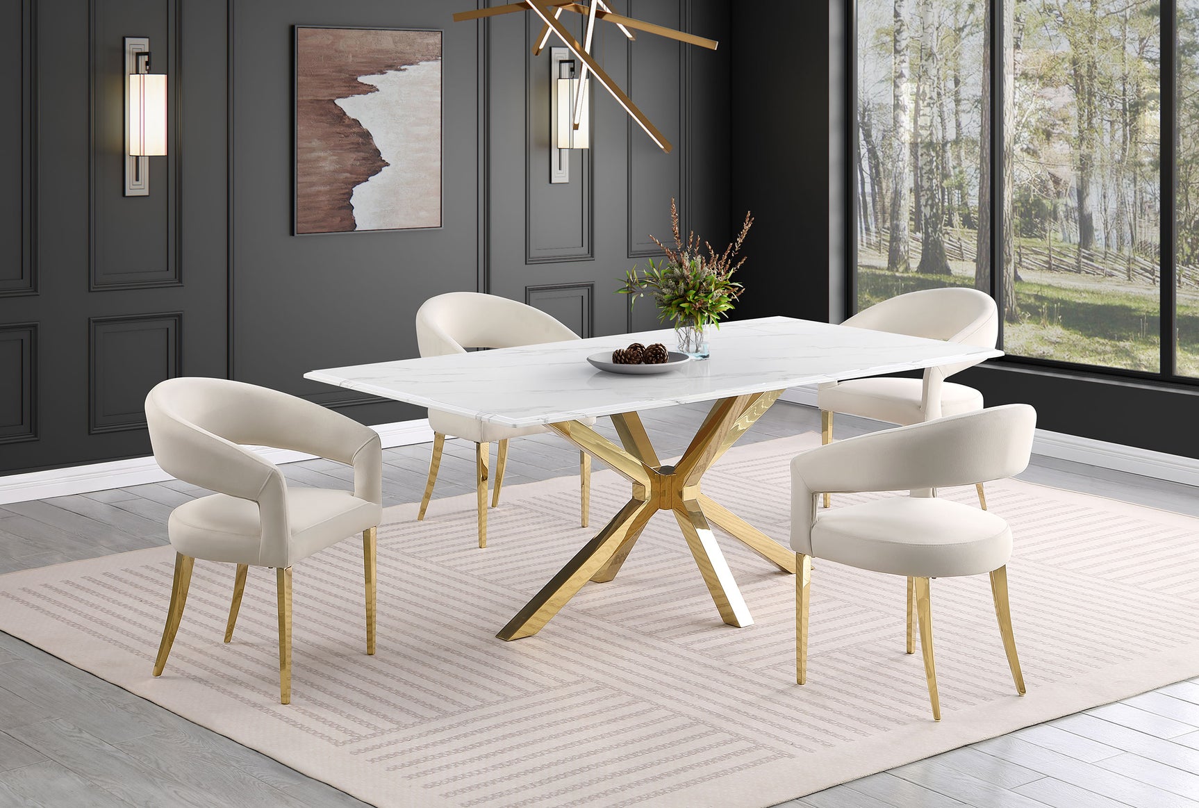 Venera White Faux Marble Dining Room Table - Ornate Home