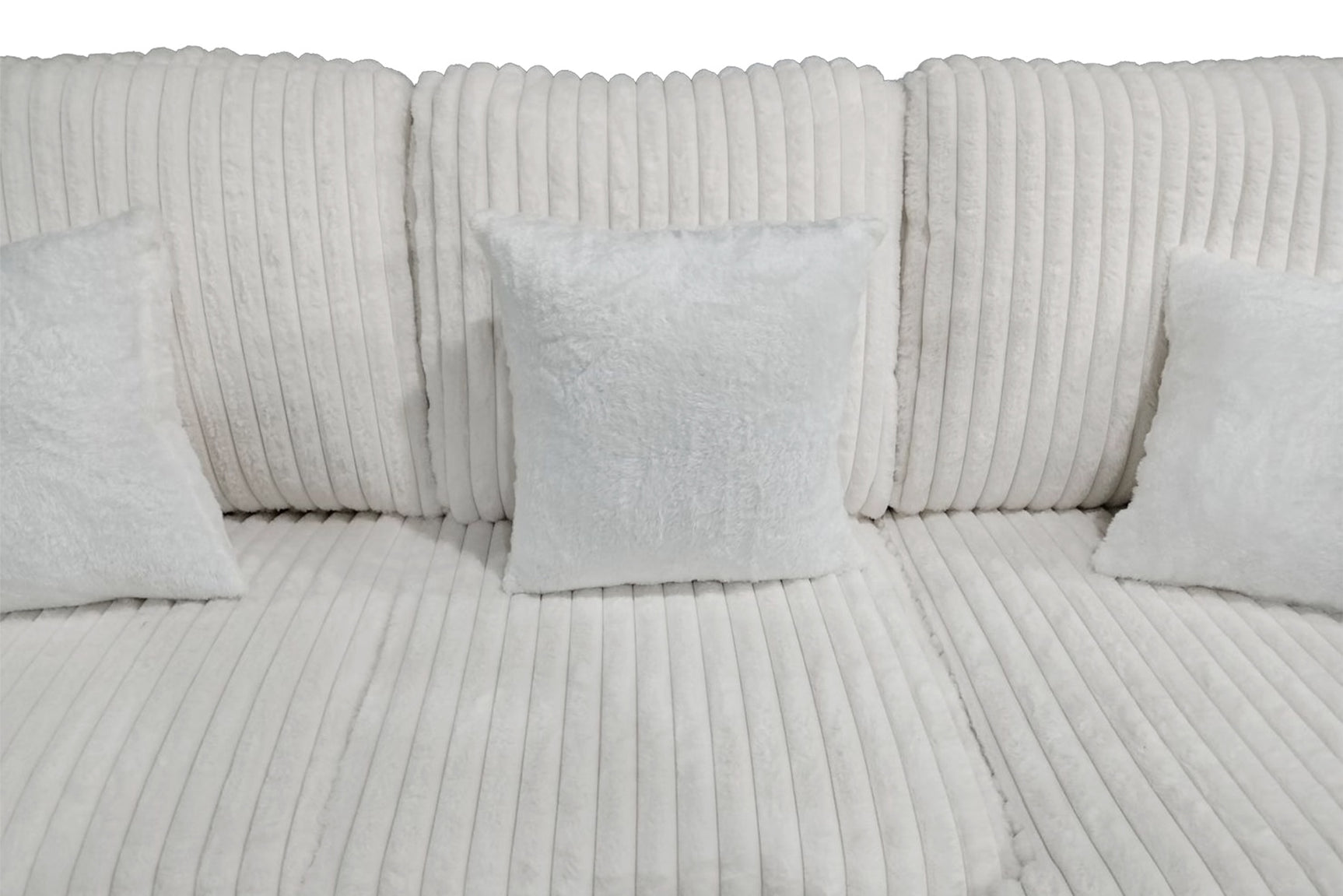 Venice Ivory Corduroy Storage Sleeper Sectional w/ Dual Cupholders & USB Ports - Ornate Home