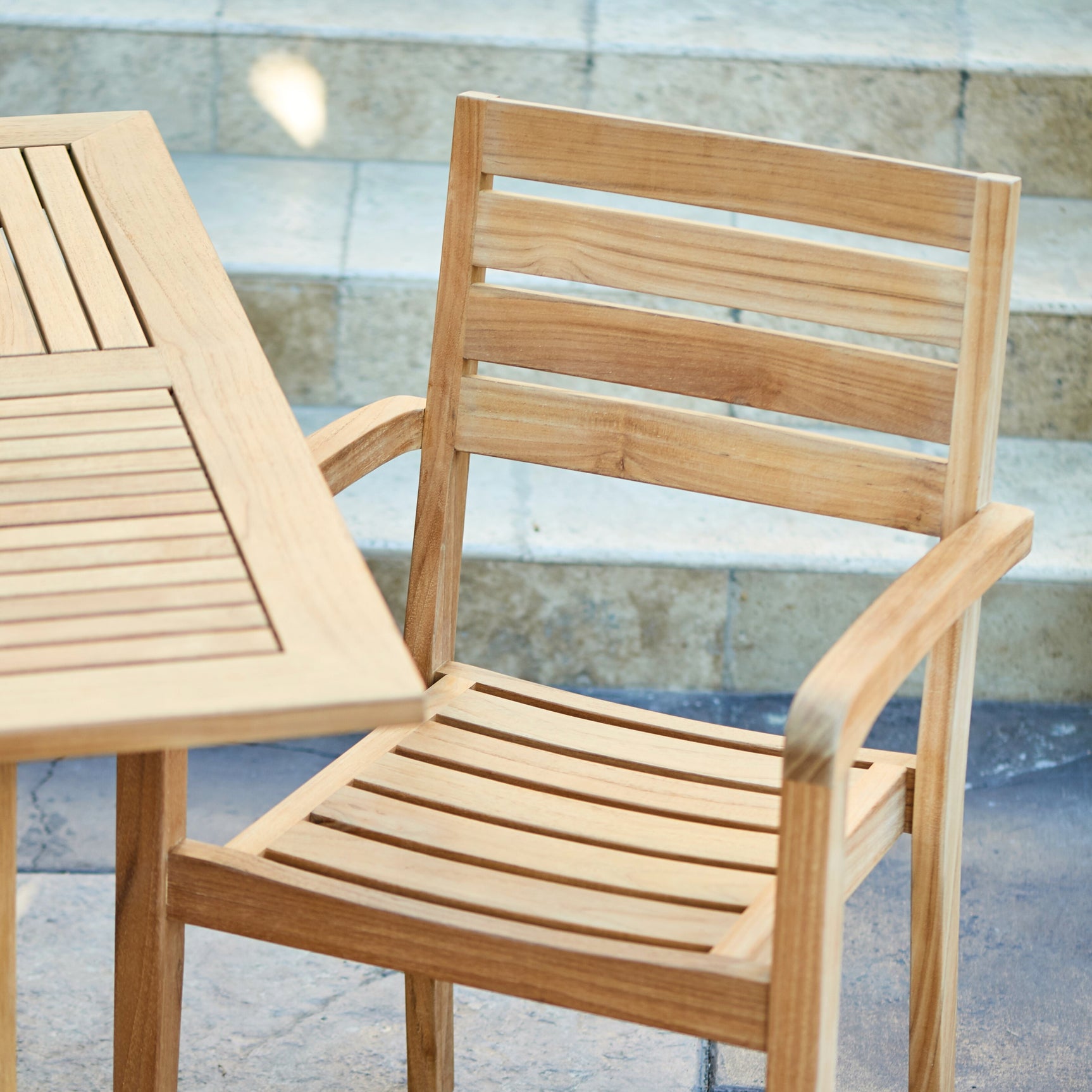 Venice Teak Outdoor Dining Stacking Armchair (Set of 4) - Ornate Home