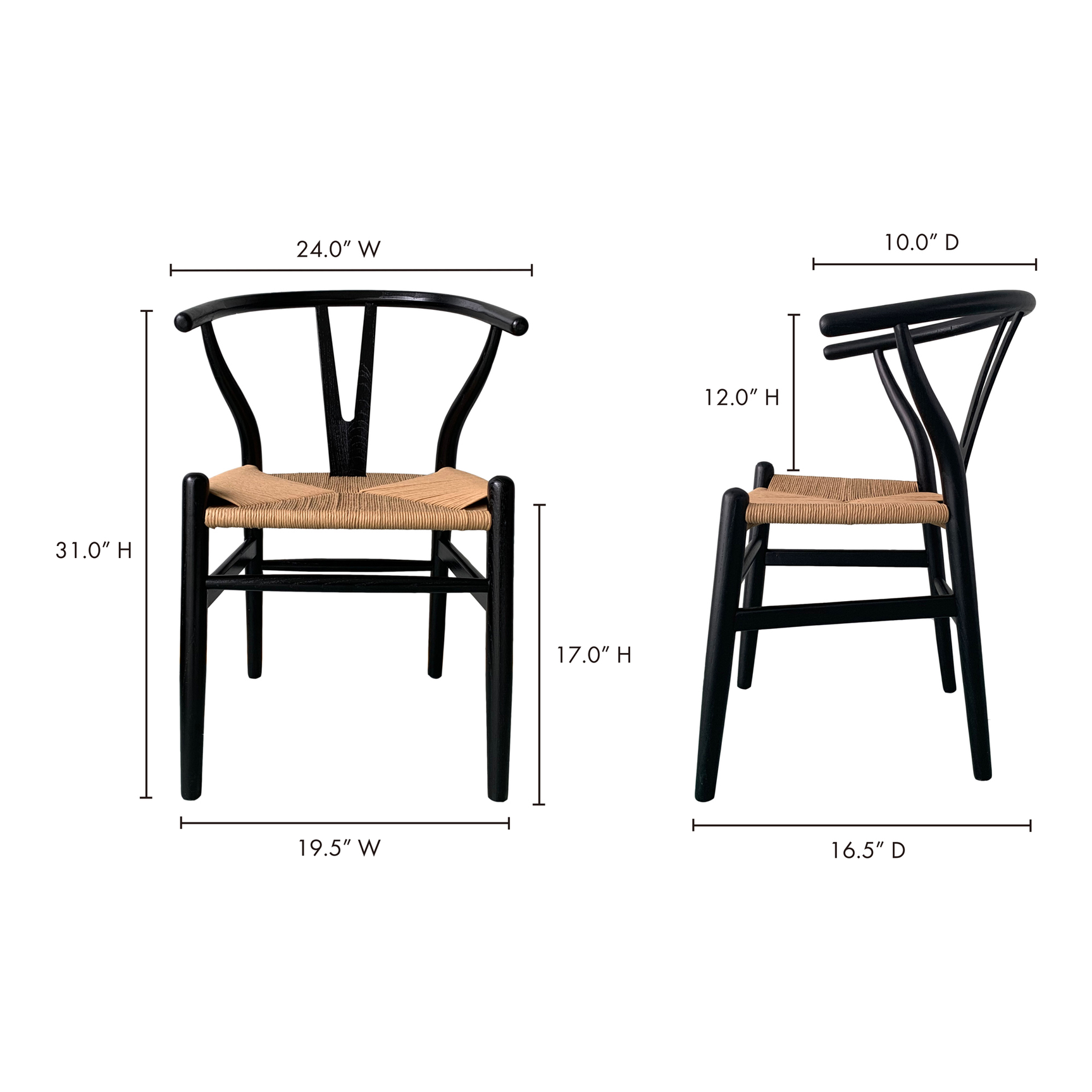 Ventana Black/Natural Dining Chair (Set of 2) - Ornate Home