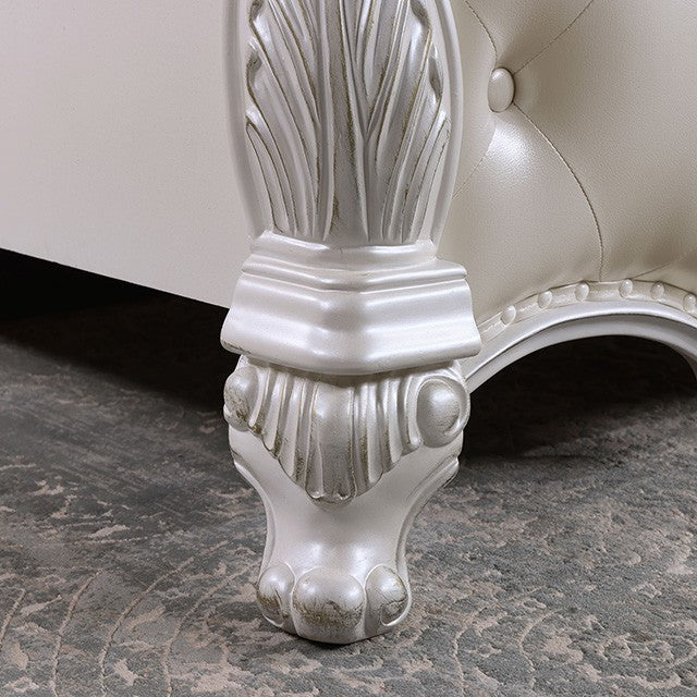 Ventresca White Leatherette Queen Bed - Ornate Home