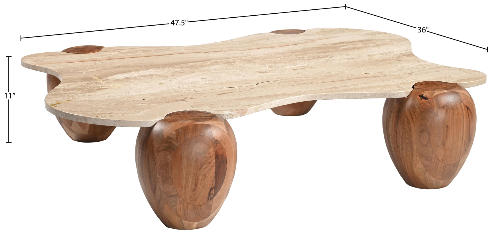 Ventura Beige/Brown And Acacia Wood Coffee Table - Ornate Home