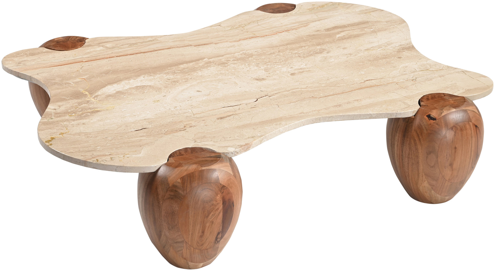 Ventura Beige/Brown And Acacia Wood Coffee Table - Ornate Home