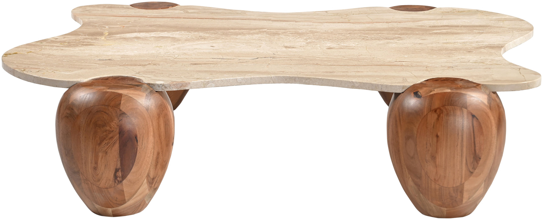 Ventura Beige/Brown And Acacia Wood Coffee Table - Ornate Home