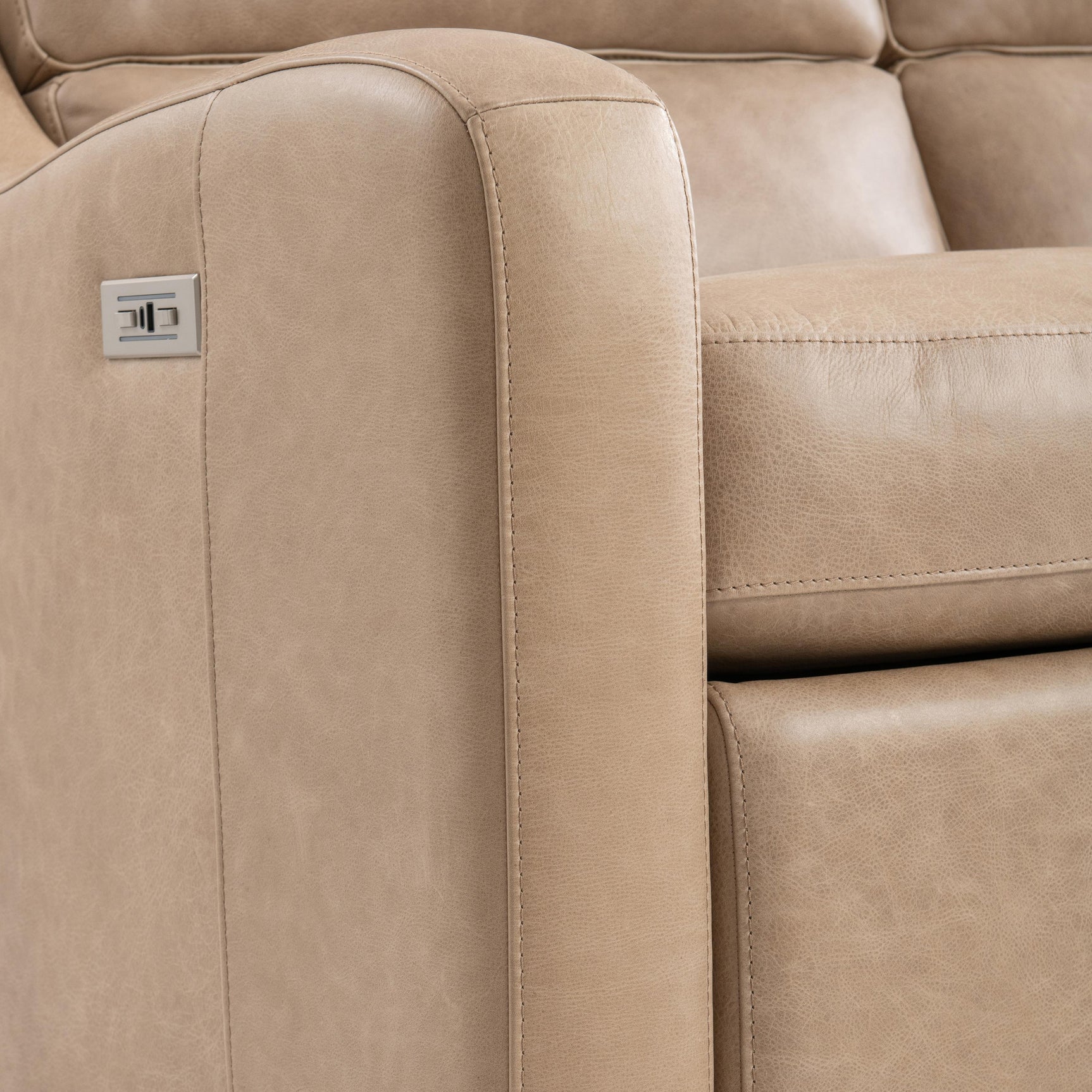 Ventura Beige/Tan Leather Power Motion Sofa - Ornate Home