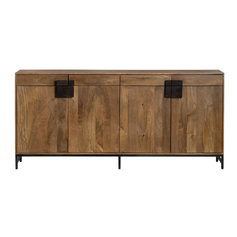 Ventura Brown/Black 4-Door, 4-Drawer Media Credenza - Ornate Home