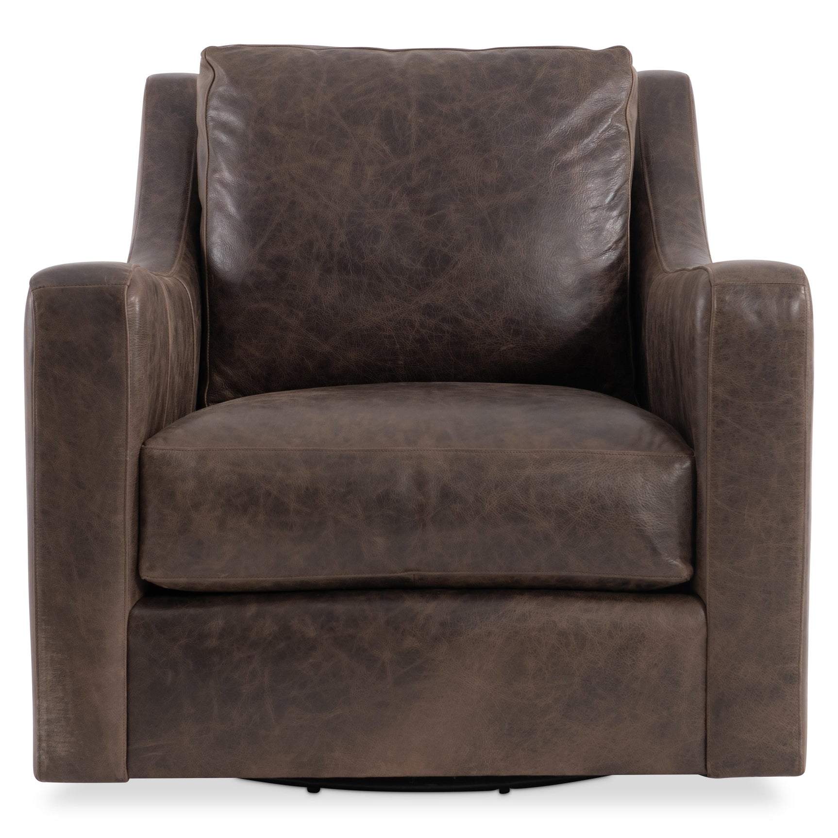 Ventura Brown Leather Swivel Chair - Ornate Home