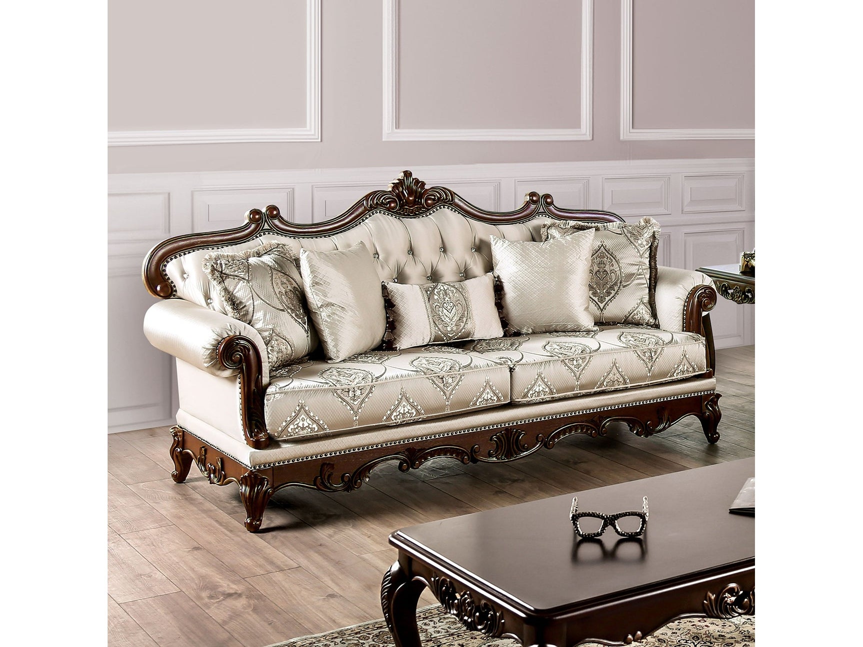 Veracruz Dark Cherry/Beige Sofa & Loveseat - Ornate Home