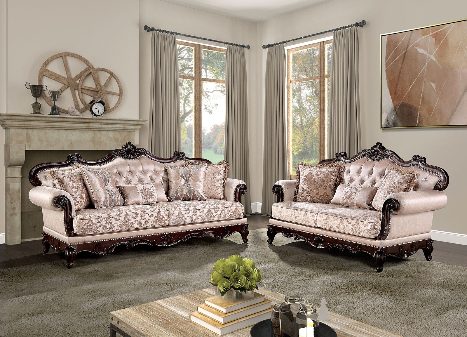Veracruz Dark Cherry/Light Brown Loveseat - Ornate Home