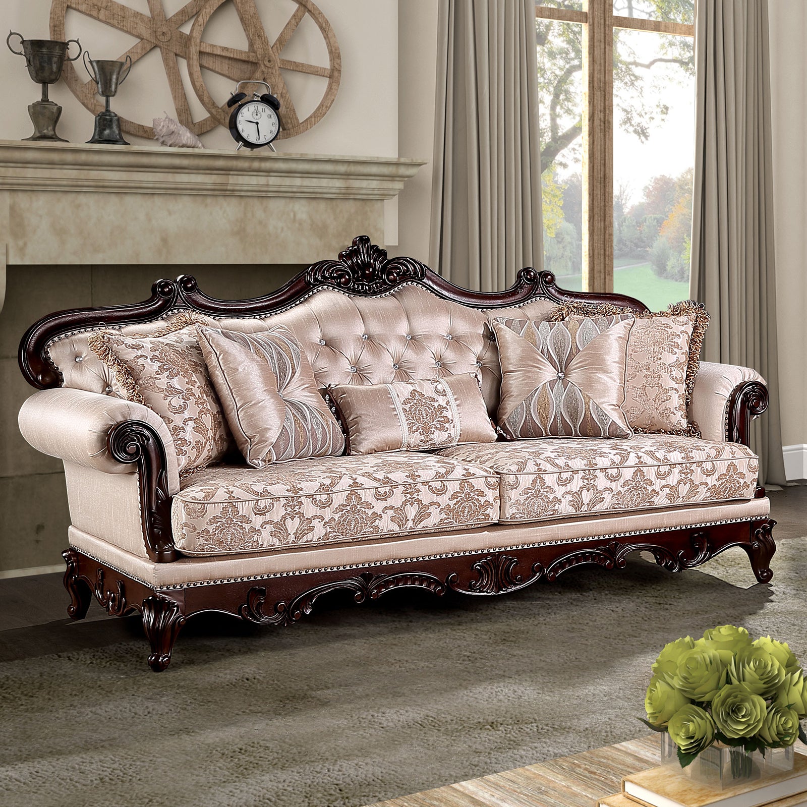 Veracruz Dark Cherry/Light Brown Sofa & Loveseat - Ornate Home