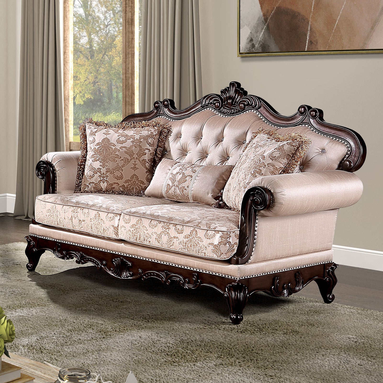Veracruz Dark Cherry/Light Brown Sofa & Loveseat - Ornate Home