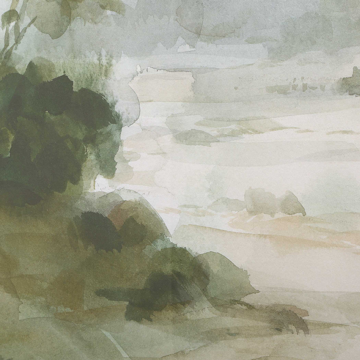 Verdant Multicolor Watercolor Landscape Print - Ornate Home