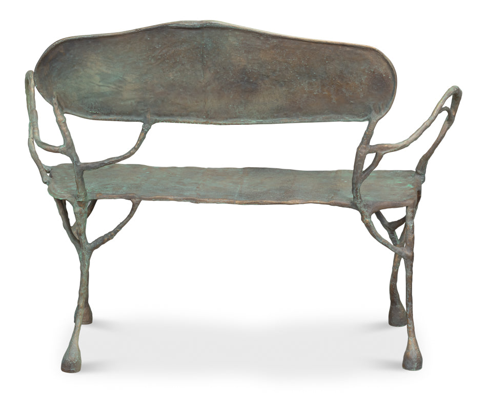 Verdigris Green Metal Bench - Ornate Home