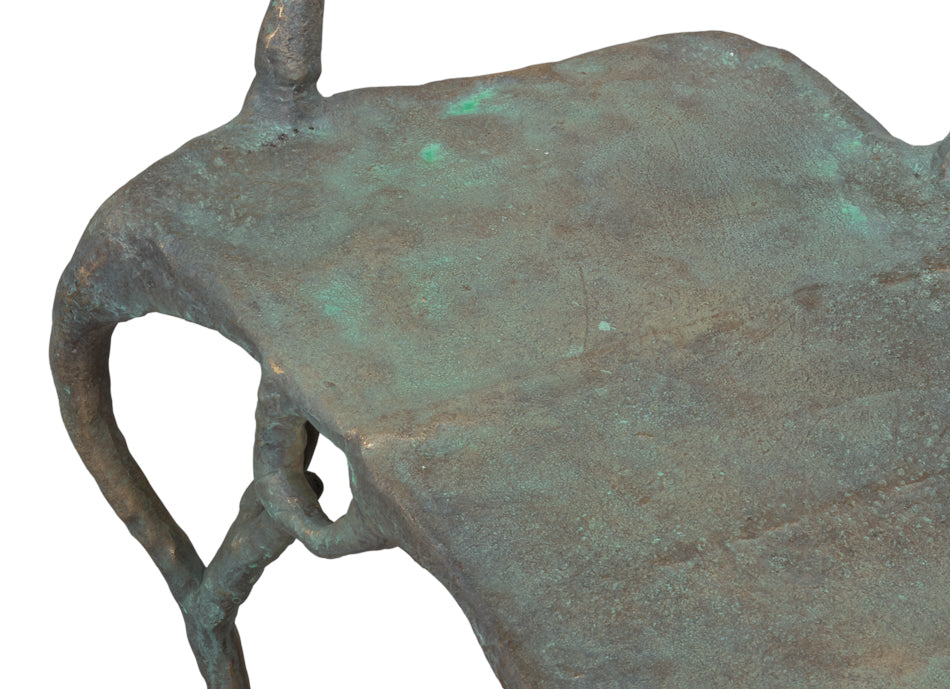 Verdigris Green Metal Bench - Ornate Home