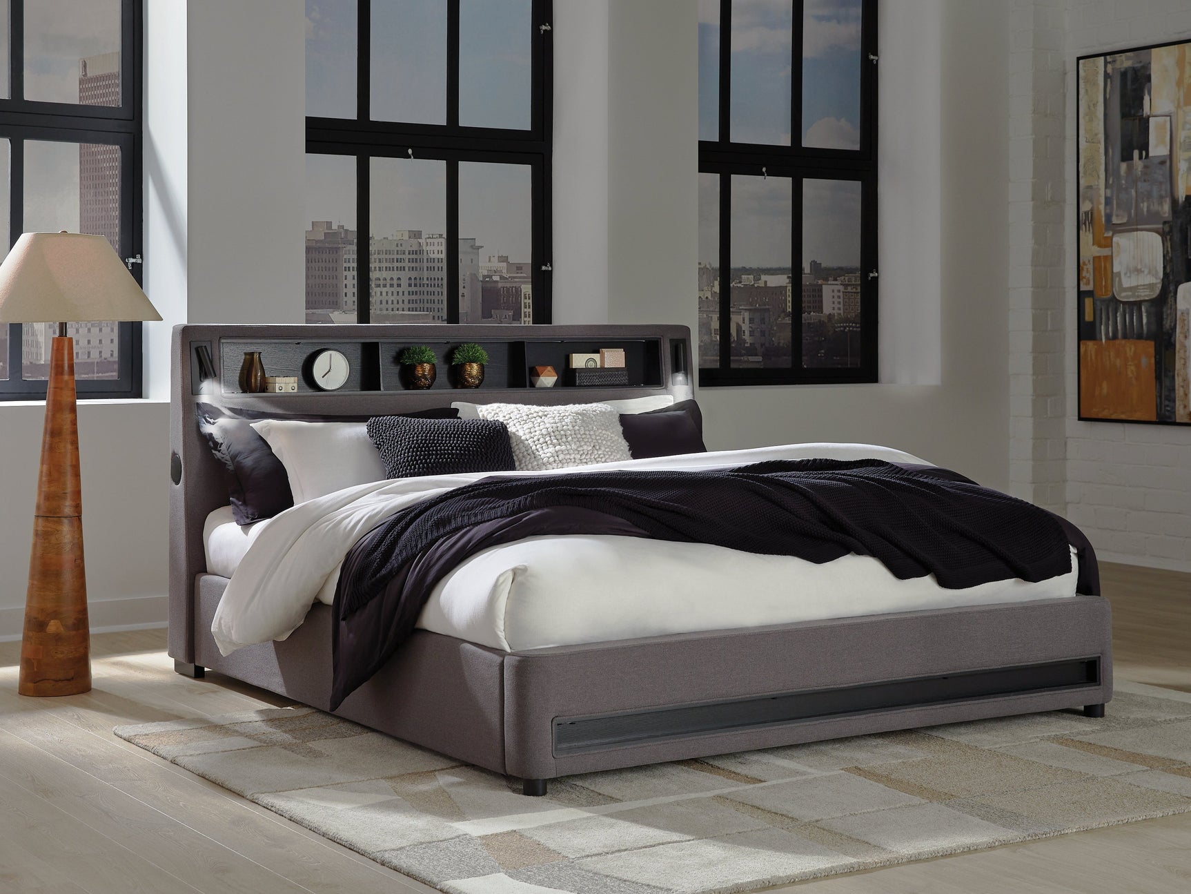 Verishaw Gray King Upholstered Bed (Online Special Price) - Ornate Home