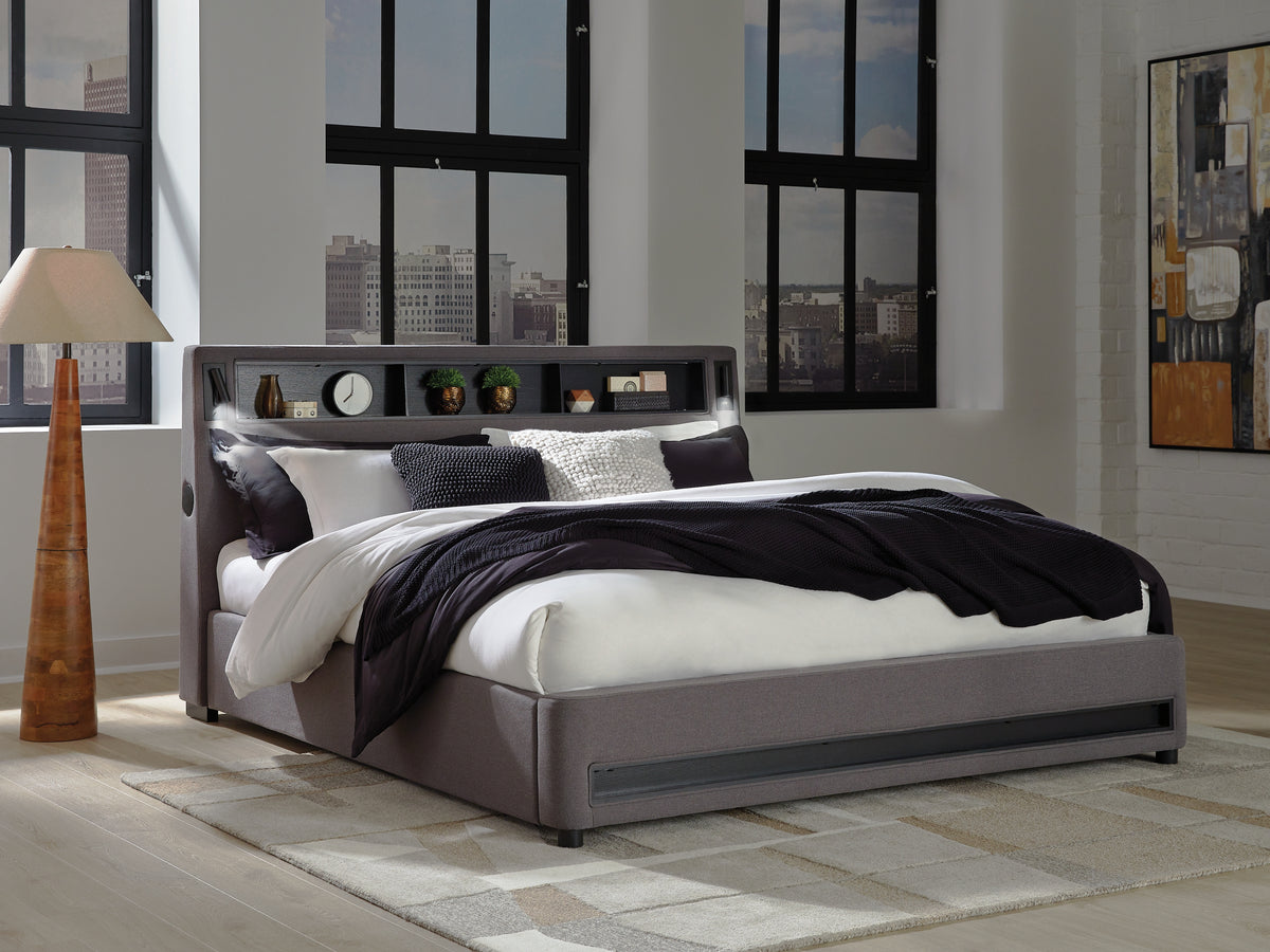 Verishaw Gray Queen Upholstered Bed - Ornate Home