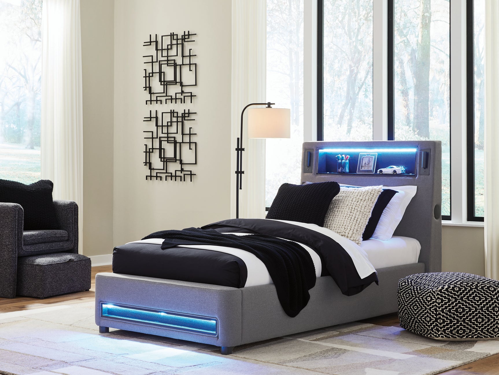Verishaw Gray Twin Upholstered Bed - Ornate Home