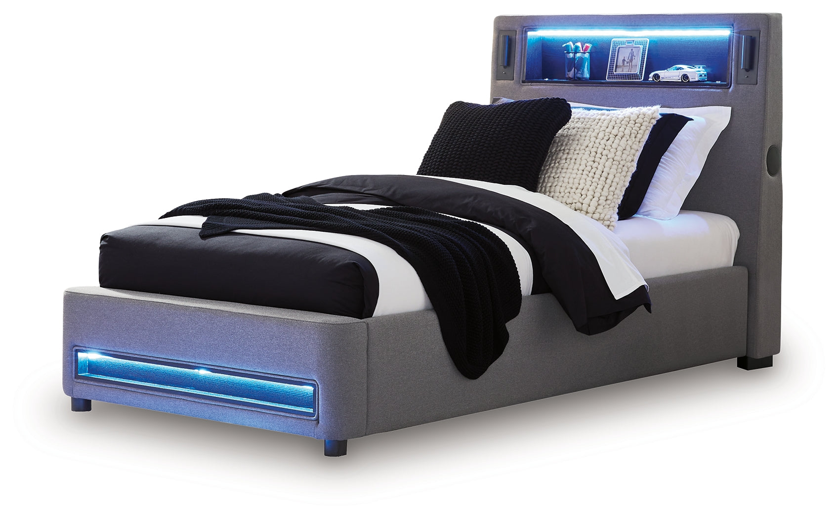 Verishaw Gray Twin Upholstered Bed - Ornate Home