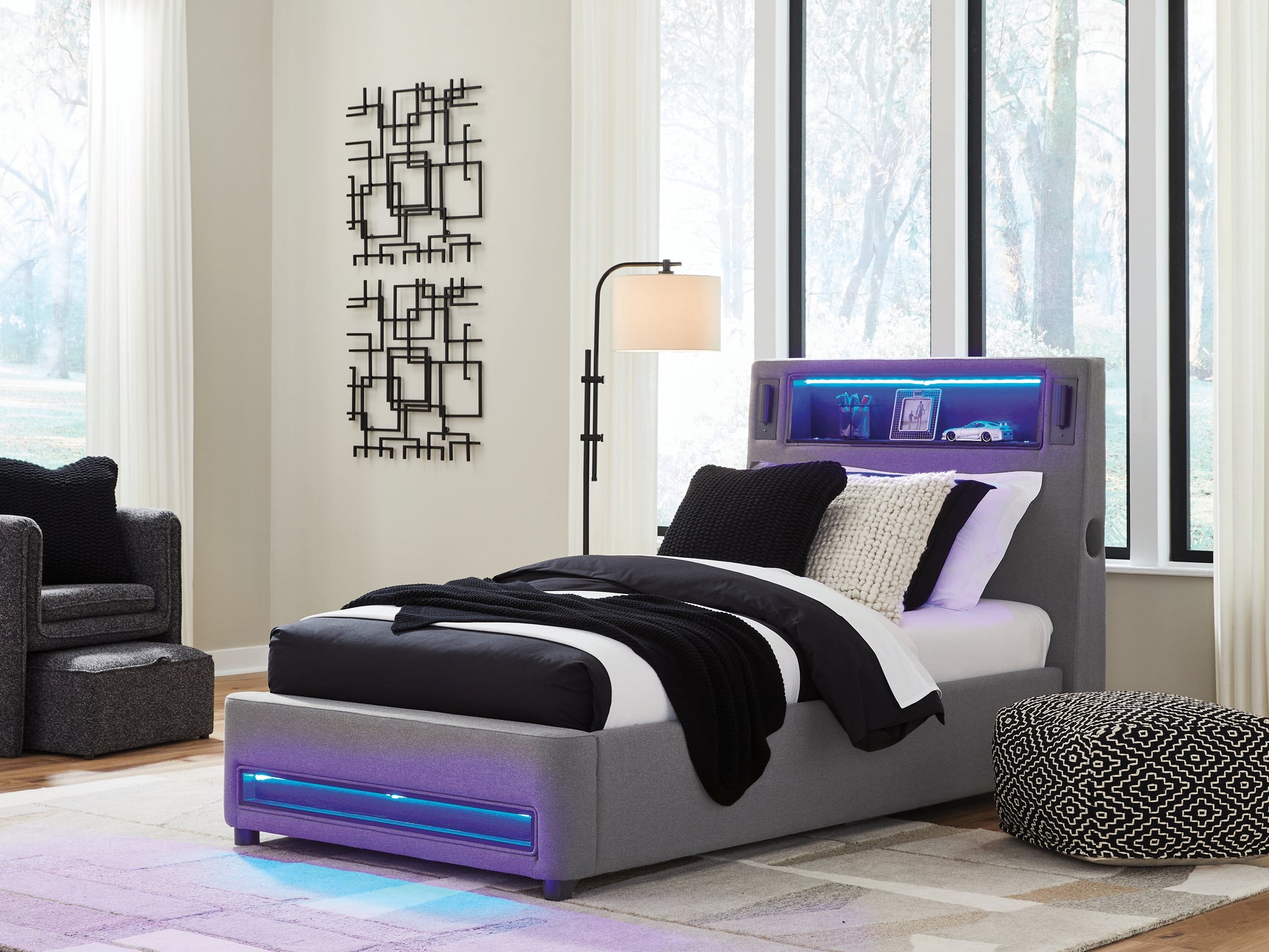 Verishaw Gray Twin Upholstered Bed - Ornate Home