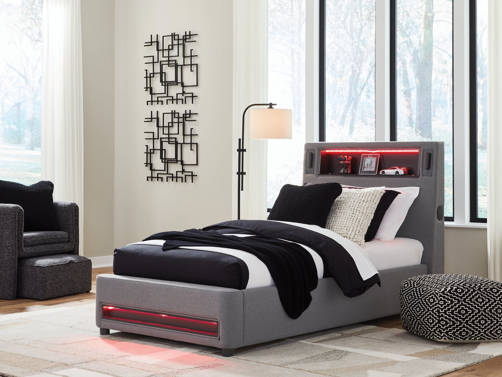 Verishaw Gray Twin Upholstered Bed - Ornate Home