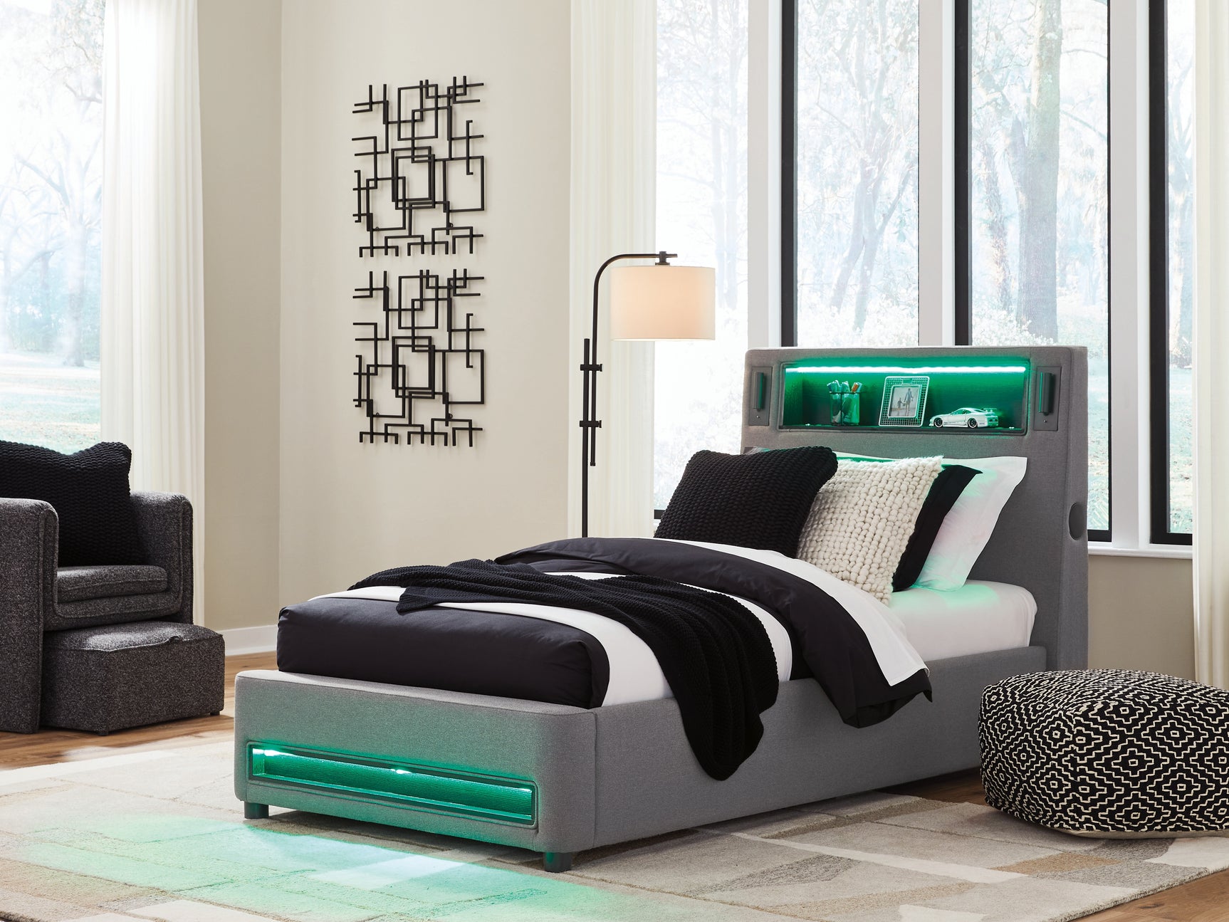 Verishaw Gray Twin Upholstered Bed - Ornate Home