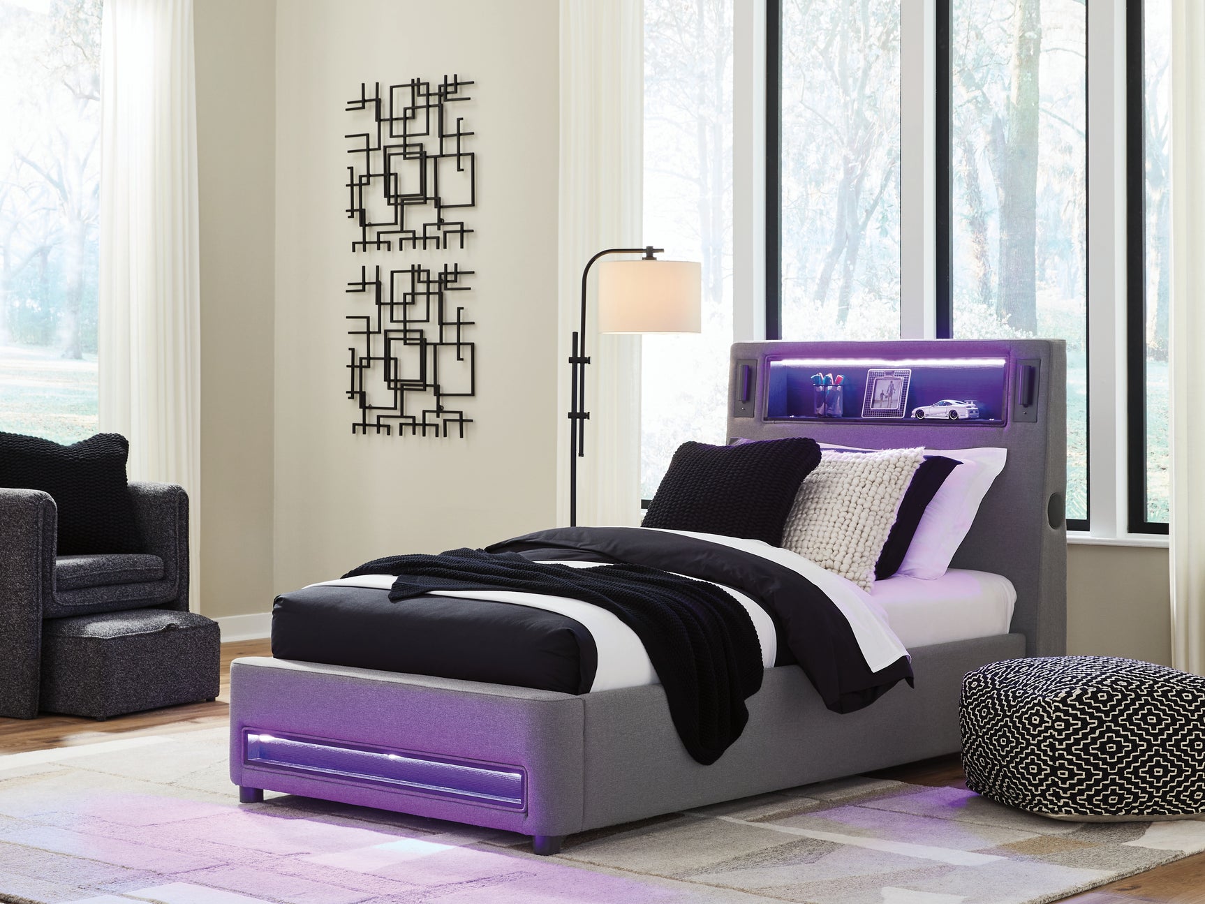 Verishaw Gray Twin Upholstered Bed - Ornate Home