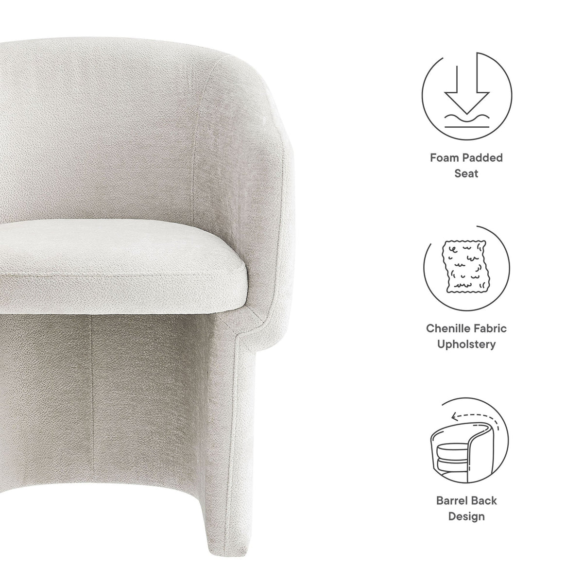 Verity Ivory Barrel Back Chenille Dining Armchair - Ornate Home