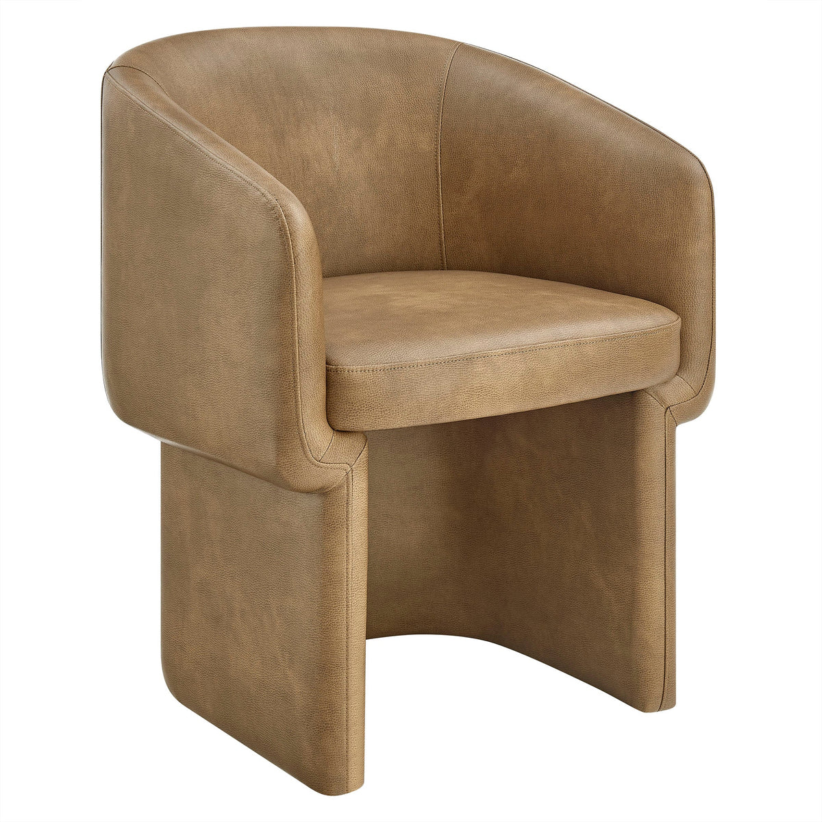 Verity Toast Barrel Back Vegan Leather Dining Chair - Ornate Home