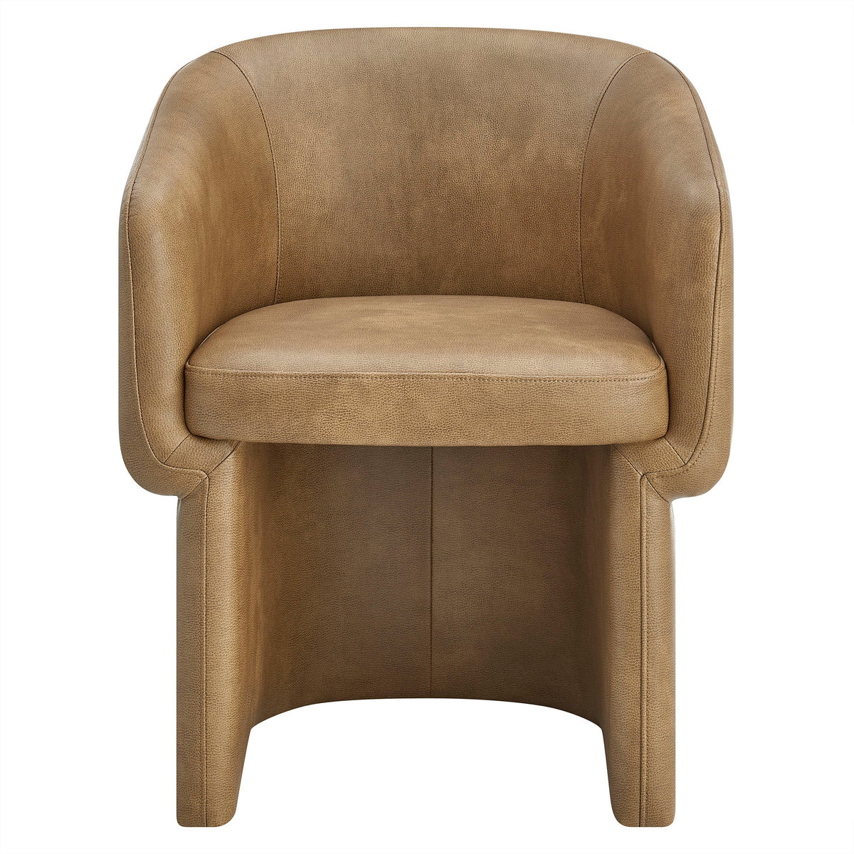 Verity Toast Barrel Back Vegan Leather Dining Chair - Ornate Home