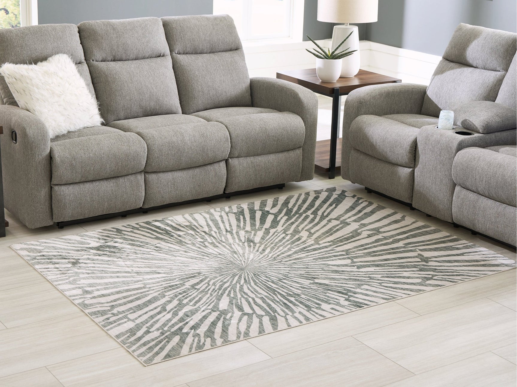 Verland Gray/White Washable Medium Rug (Online Special Price) - Ornate Home
