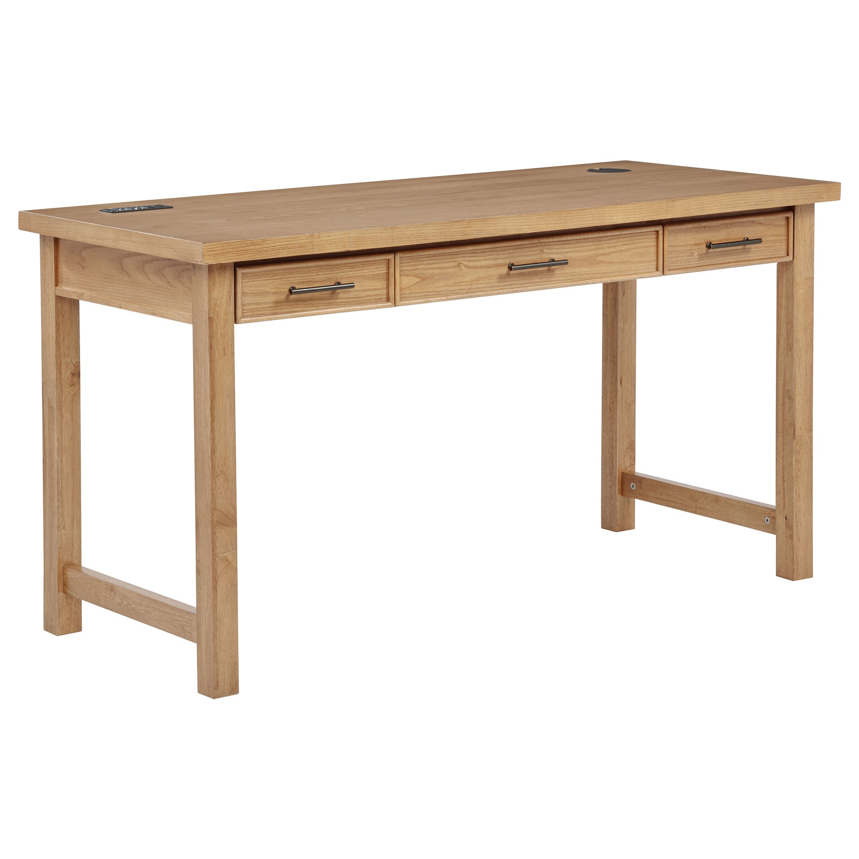 Vermes Light Ash 55-inch 3-drawer Writing Desk with Power Outlet - Ornate Home