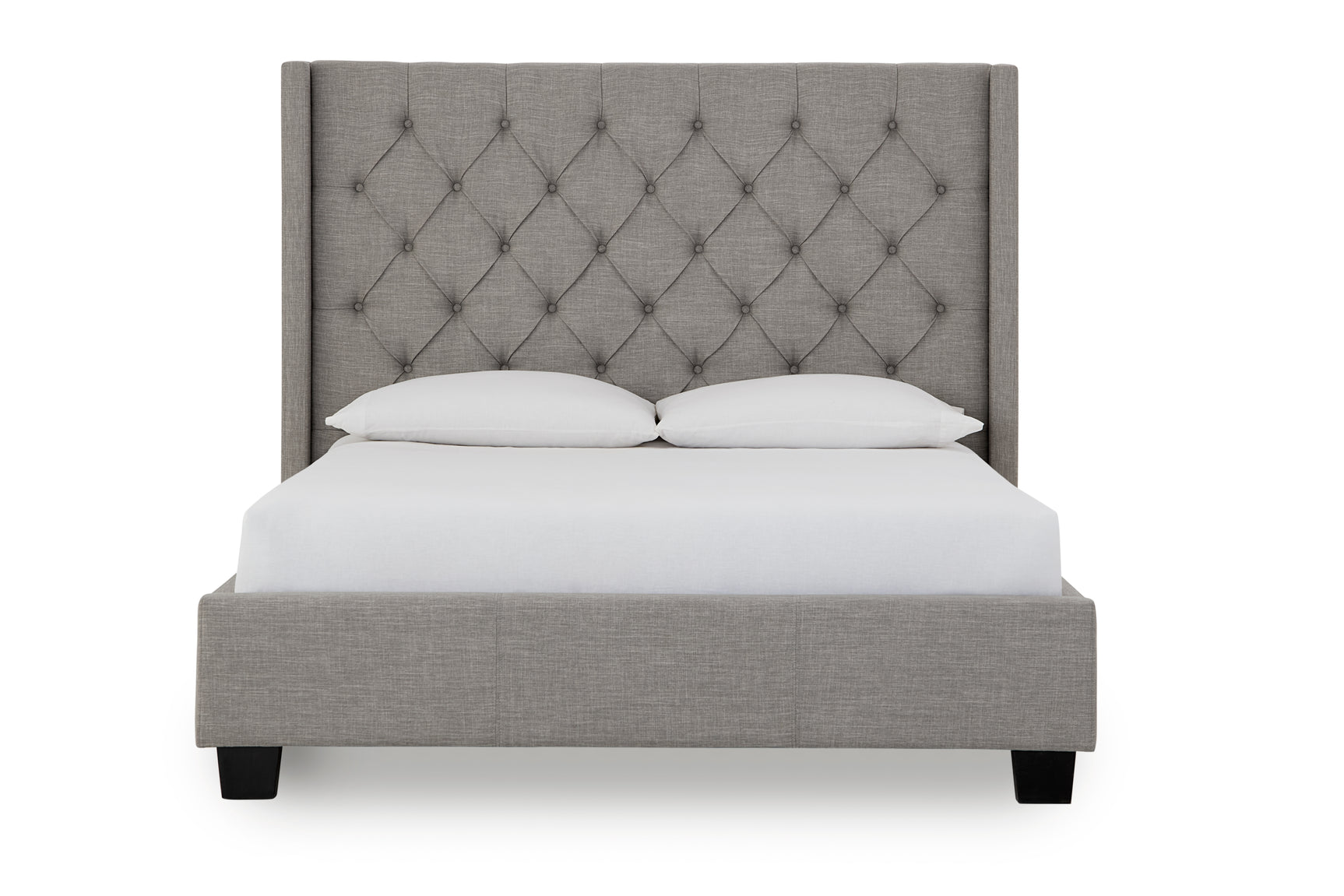 Verona Upholstered Platform Bed in Speckled Grey - Ornate Home