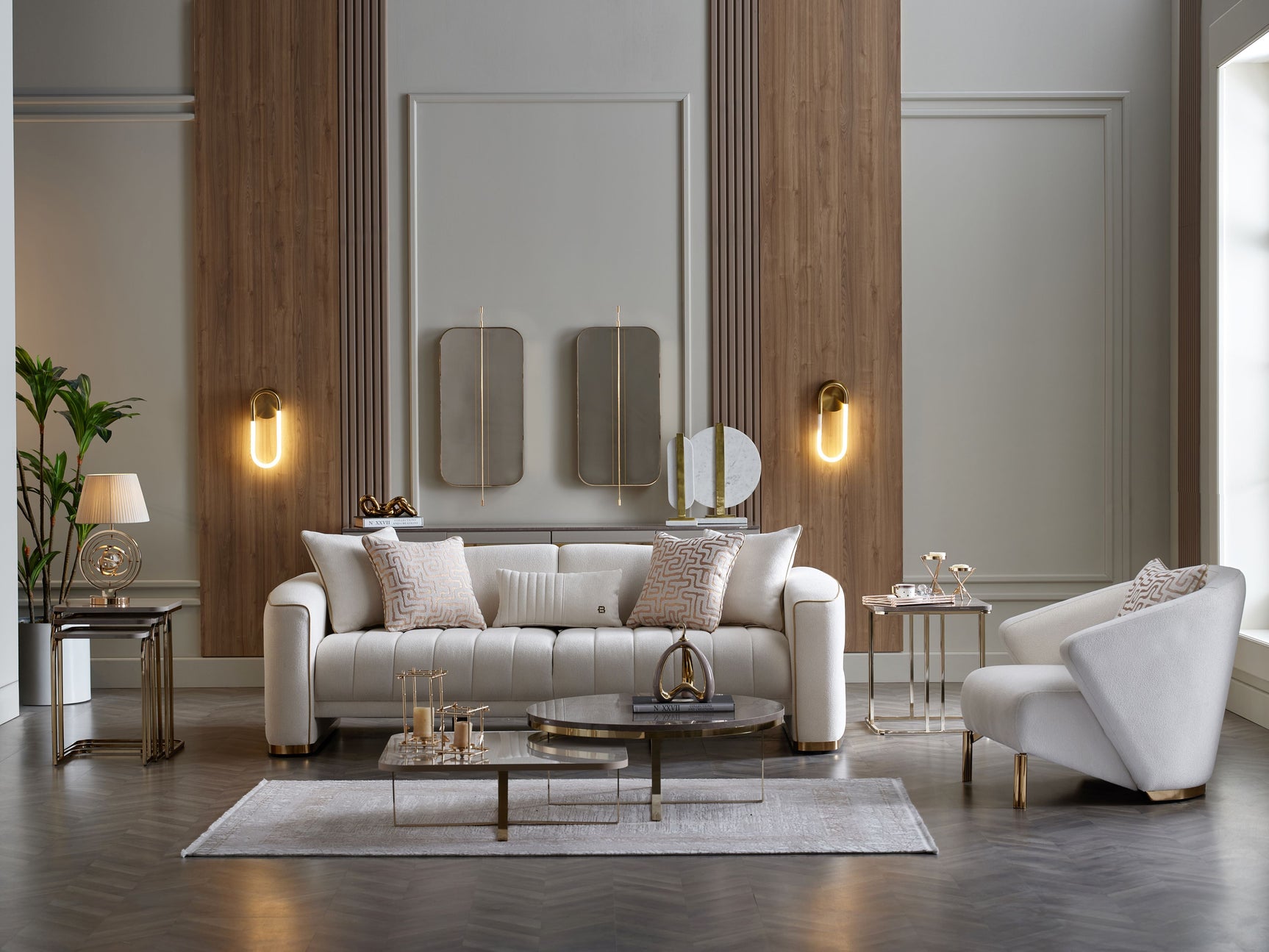 Veronica Cream Living Room Set - Ornate Home