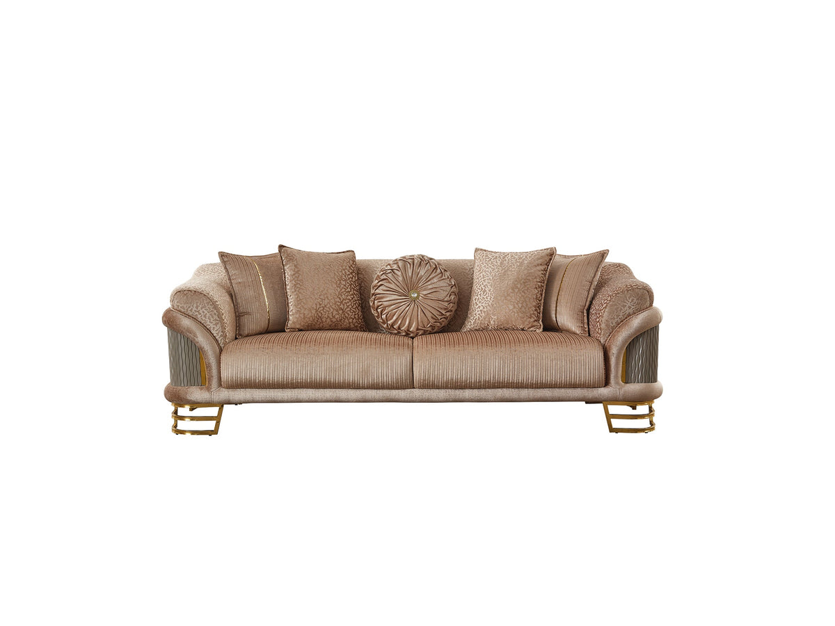 Versace Beige 3-pieces (Sofa & Loveseat & Chair) Living Room Set - Ornate Home