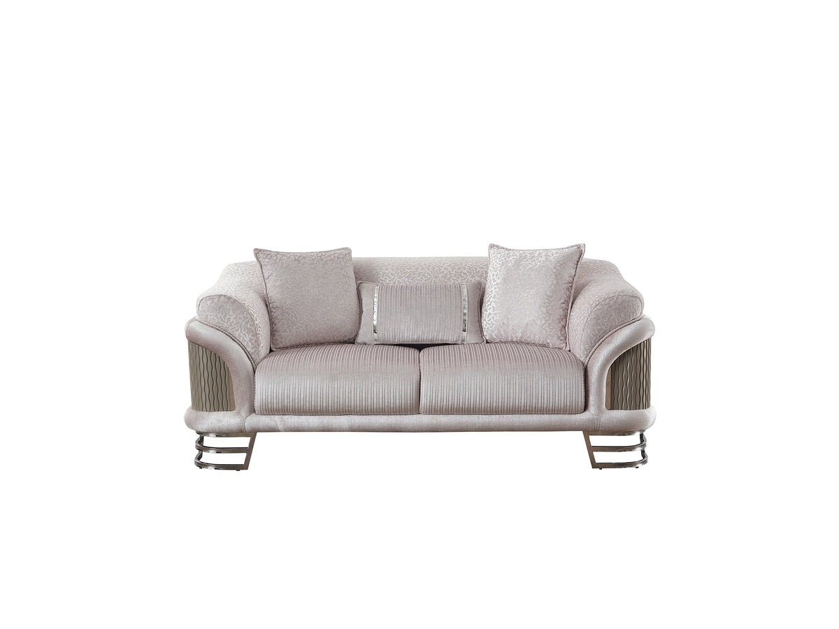 Versace Light Grey 3-pieces (Sofa & Loveseat & Chair) Living Room Set - Ornate Home